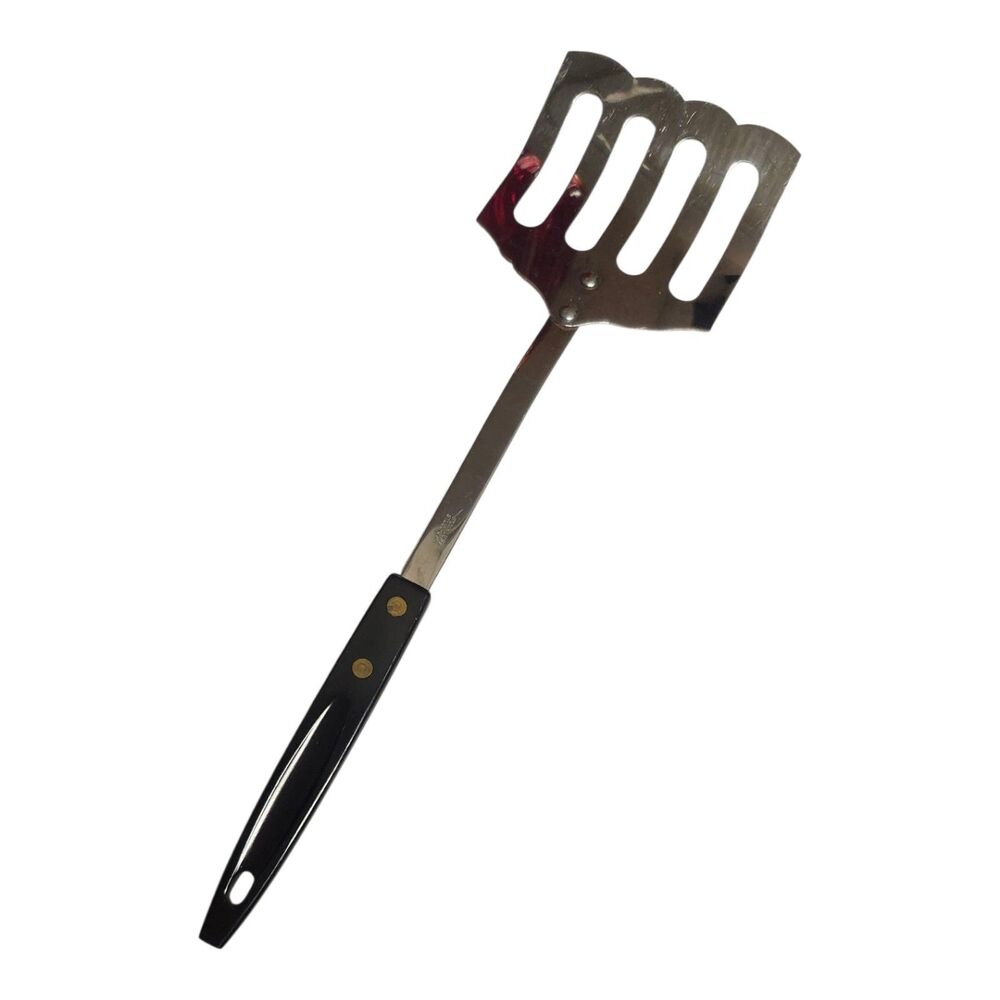 Vintage Slotted Spatula Turner Scalloped Curved USA‎ Stainless Steel